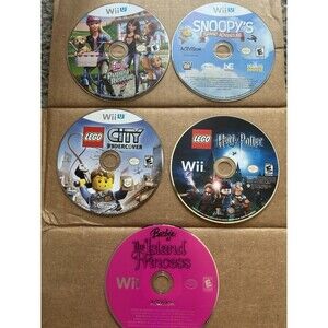 Nintendo Wii U Video Game Lot Of 5 Barbie Puppy Rescue,LEGO + More DISCS ONLY